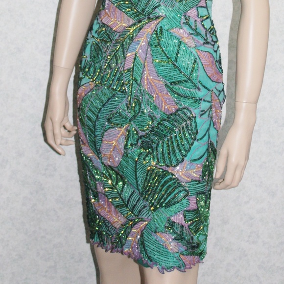 JASDEE Vintage Dress Bead & Sequins Hand Work & Hand Print on Silk Style 3081M - Picture 2 of 3